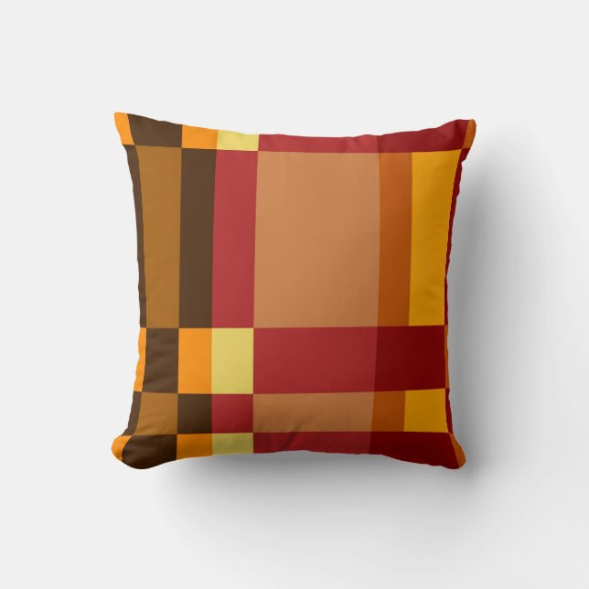 Retro Red Orange Yellow Cream Striped Pattern Cushion (Front)