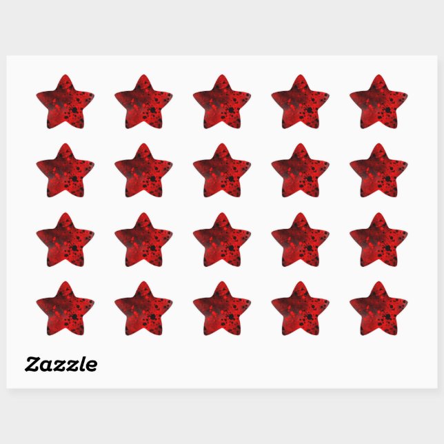 Retro Red Paint Splatter Star Sticker (Sheet)