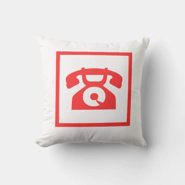retro  red phone on white pillow (Front)