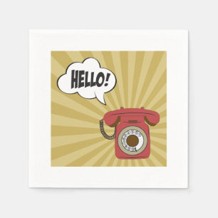 Retro Red Phone Paper Napkins