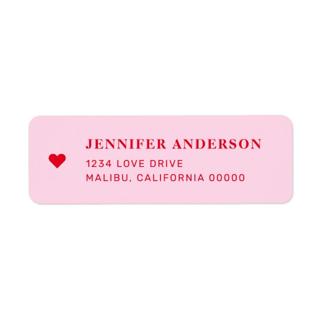 Retro Red & Pink Bridal Shower Return Address Label (Front)