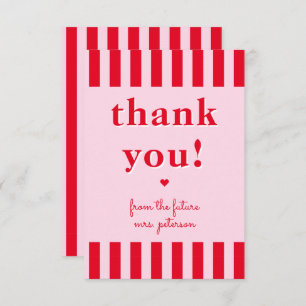 Retro Red & Pink Stripes From Future Mrs Thank You Card