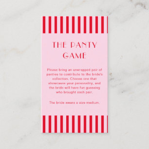 Retro Red & Pink Stripes The Panty Game  Enclosure Card