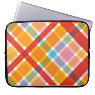 Retro Red Plaid Checks Pattern Chic Laptop Sleeve