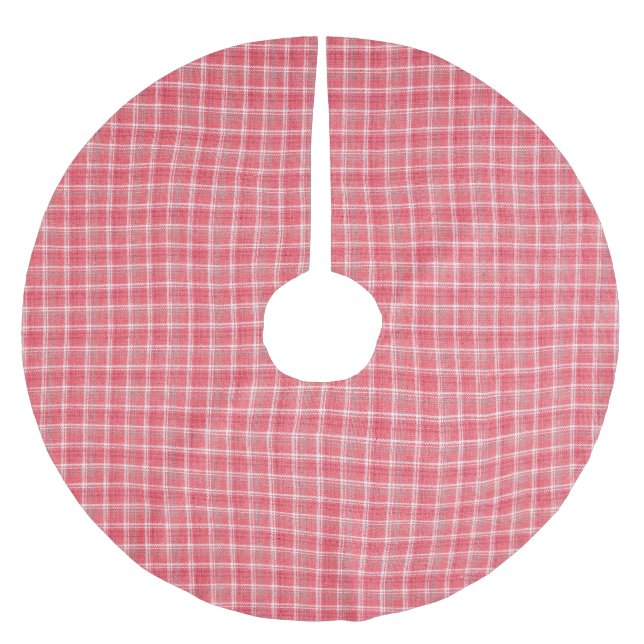Retro red plaid tartan: seamless pattern. brushed polyester tree skirt (Front)