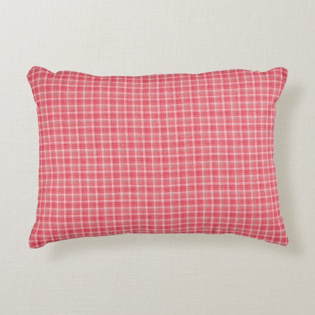 Retro red plaid tartan: seamless pattern. decorative cushion (Front)
