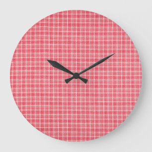 Retro red plaid tartan: seamless pattern. large clock