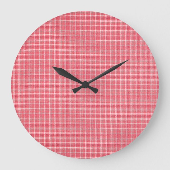 Retro red plaid tartan: seamless pattern. large clock (Front)