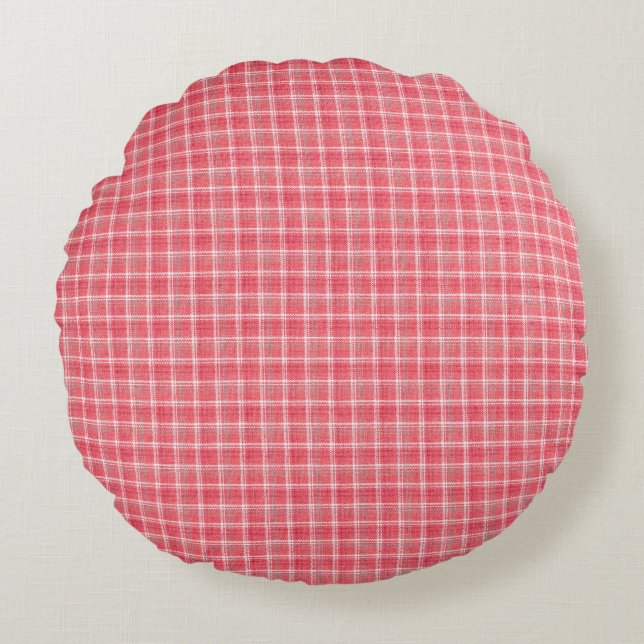 Retro red plaid tartan: seamless pattern. round cushion (Front)