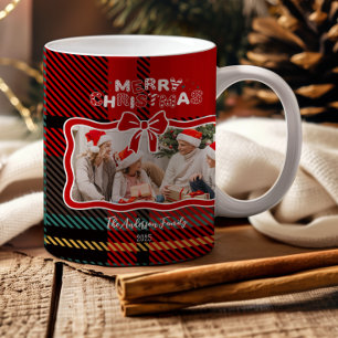 Retro Red Plaid Whimsical Christmas Coffee Mug