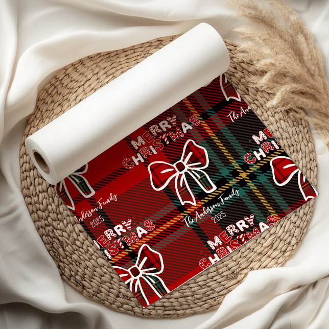 Retro Red Plaid Whimsical Christmas  Tissue Paper (Creator Uploaded)