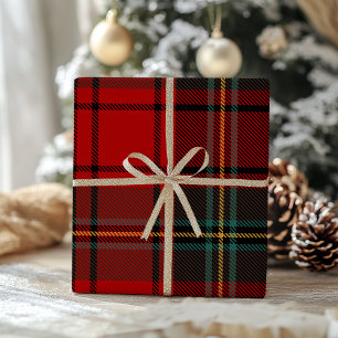 Retro Red Plaid Whimsical Christmas  Wrapping Paper