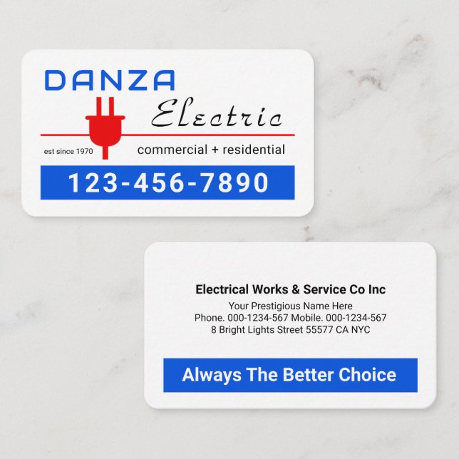 Retro Red Power Plug Electric Business Card (Front/Back)