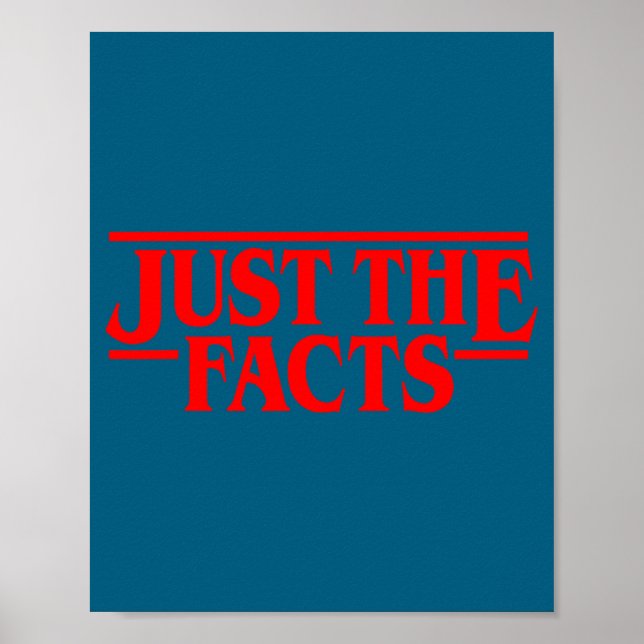 Retro Red Quote Just The Facts Funny Basic Simple  Poster (Front)