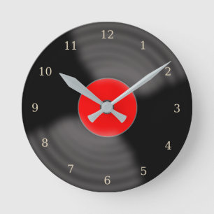 Retro Red Record Wall Clock 