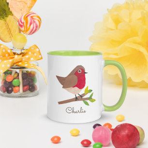 Retro Red Robin Hand-Illustrated Vintage-Inspired Mug