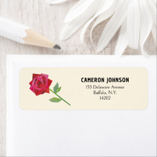 Retro Red Rose Cute Romantic Return Address Return Address Label