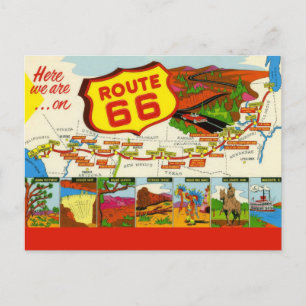 Retro Red Route 66 Postcard