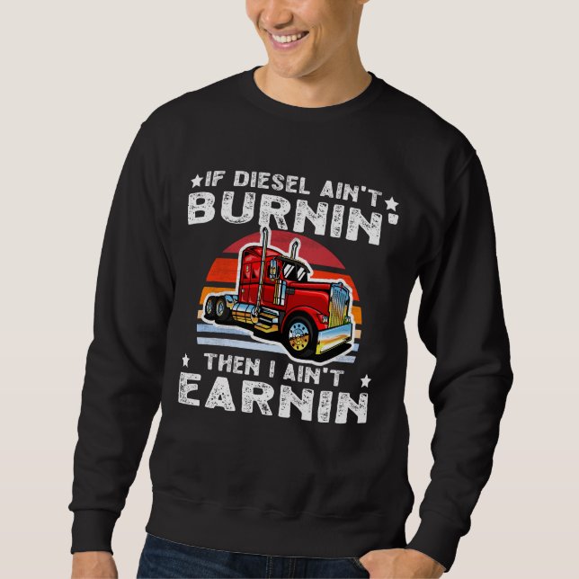 Retro Red Semi Truck Sunset – Big Rig Diesel Truck Sweatshirt (Front)