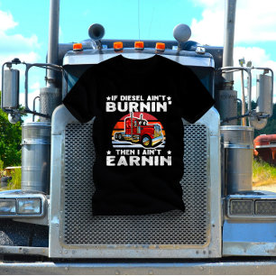 Retro Red Semi Truck Sunset – Big Rig Diesel Truck T-Shirt