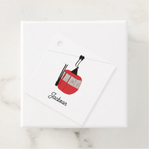 Retro Red Ski Gondola Lift Personalised Favour Tags
