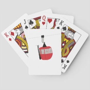 Retro Red Ski Gondola Lift Personalised Playing Cards