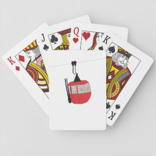 Retro Red Ski Gondola Lift Personalised Playing Cards