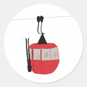 Retro Red Ski Gondola Lift Personalized Classic Round Sticker