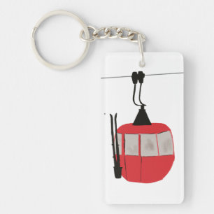 Retro Red Ski Gondola Lift Personalized Key Ring