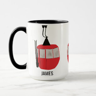 Retro Red Ski Gondola Lift Personalized Mug
