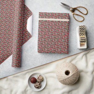 Retro Red Speckled Linoleum Pattern Wrapping Paper