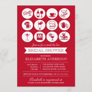 Retro Red Stock the Bar Bridal Shower Invitation