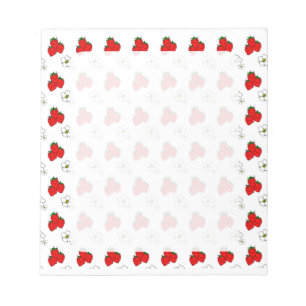 Retro Red Strawberry and Flower Pattern Notepad