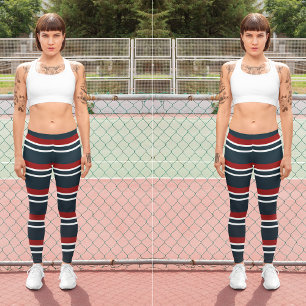 Retro Red Stripes Leggings