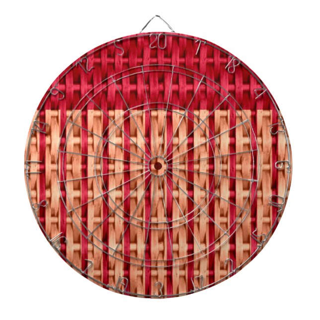 Retro red stripes wicker art graphic design dartboard (Front)
