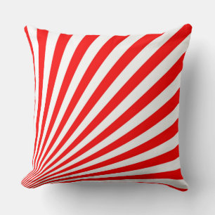 Retro Red Sun Rays Background Cushion