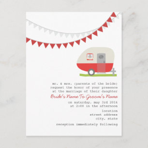 Retro Red Trailer Wedding Invitation