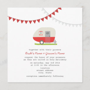 Retro Red Trailer Wedding Invite