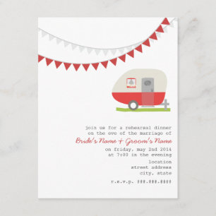 Retro Red Trailer Wedding Rehearsal Dinner Invitation