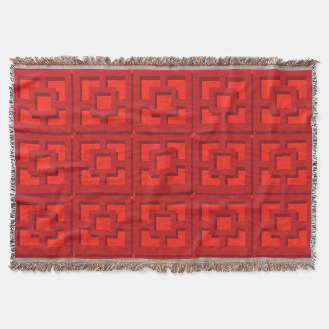 Retro Red Trellis Throw Blanket (Front)