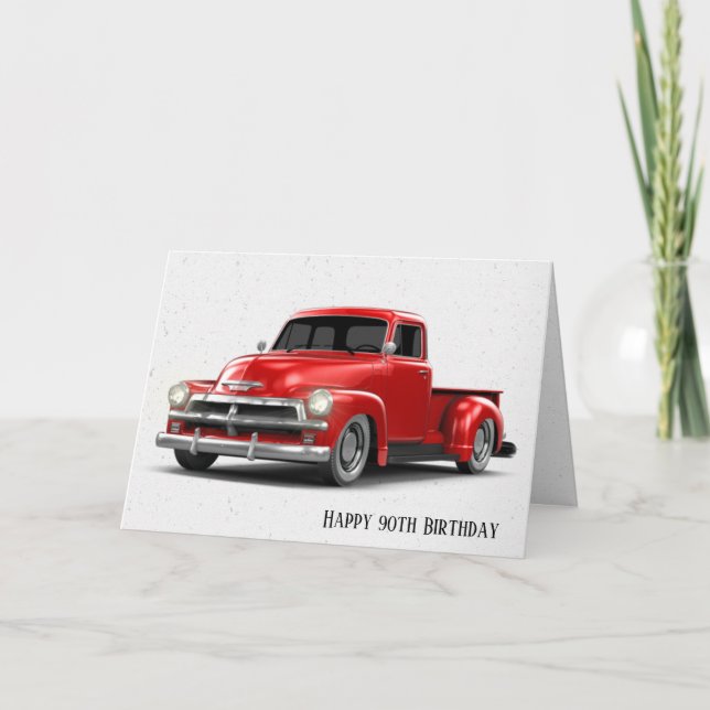 Retro Red Truck 90th Birthday Card (Front)