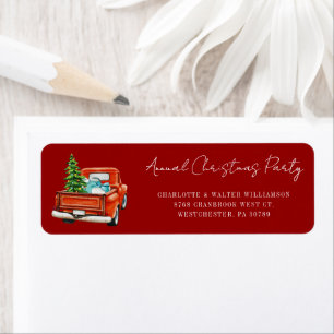 Retro Red Truck Christmas Party Return Address Return Address Label