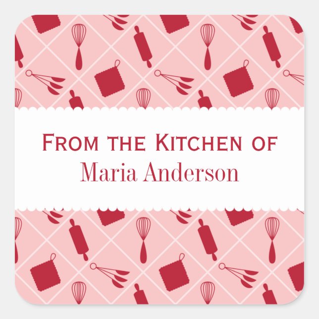 Retro Red Utensils Kitchen Labels (Front)