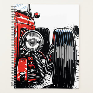 Retro Red Vintage Classic Car Front Pop Art Print Planner