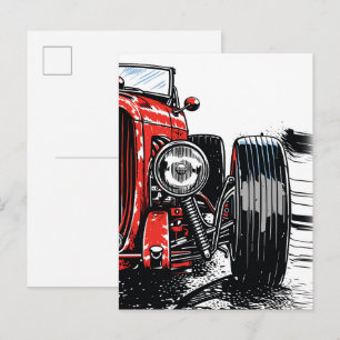 Retro Red Vintage Classic Car Front Pop Art Print Postcard