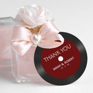 Retro Red Vinyl Record Wedding Thank You Favour Tags