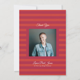 Retro Red Volcano Stripe Photo High School Grad Thank You Card