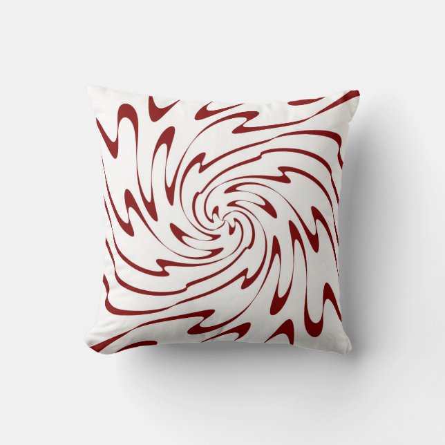 Retro Red Waves Abstract Art Cushion (Front)