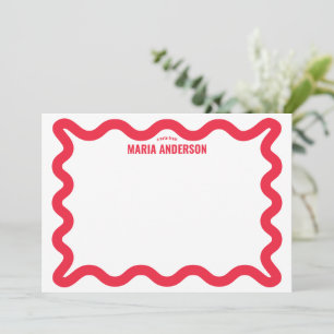 Retro Red Wavy Border Personalised Card