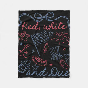 Retro Red White And Due Funny Pregnancy Reveal 4th Fleece Blanket